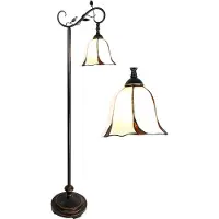 Clayre & Eef Tiffany vloerlamp 152 cm bruin kunststof glas staande lamp