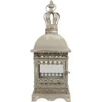 Clayre & Eef Lantaarn 20x20x51 cm grijs ijzer glas