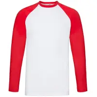 Fruit Of The Loom Heren Valueweight Baseball T-shirt met lange mouwen (Wit/rood)