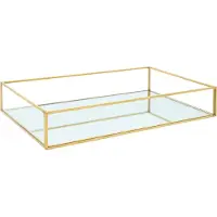 QUVIO Dienblad decoratief - Glas met spiegel - Goud