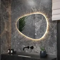 Mirlux Badkamerspiegel met LED Verlichting – Asymmetrisch Wandspiegels – Anti Condens Douchespiegel - Wandspiegel 90x60CM