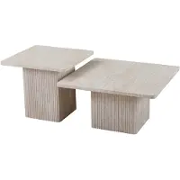 Rousseau Set van 2 salontafels 'bobby' decor travertin