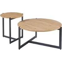 Rousseau Set van 2 salontafels 'pola' decor oude eik