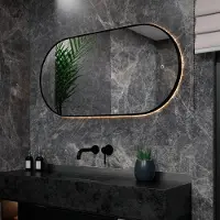 Mirlux Badkamerspiegel - LED Verlichting - Verwarming – Wandspiegel Ovaal – Zwart Frame - 120x60CM
