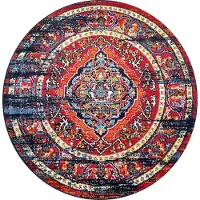Muratap Rond vintage marrakech laagpolig vloerkleed multikleur zwart- 200 cm rond