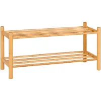 QUVIO Schoenenrek - 2 Planken - Bamboe - Naturel