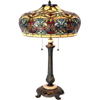 Clayre & Eef Tiffany tafellamp ORIENT, multicolor, Woon-/ Eetkamer, Glas, Tiffany, tafellamp