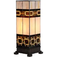 Clayre & Eef Tiffany tafellamp 17x17x44 cm glas kunststof