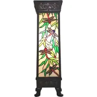 Clayre & Eef Tiffany-zuil, 30x30x100 cm, beige, groen glas, met libellemotief
