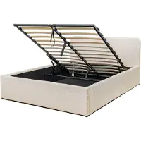 CALICOSY Opbergbed 160x200 cm met hoofdbord bekleed met livy