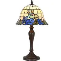 LumiLamp Tiffany tafellamp Ø 29x53 cm beige glas kunststof rond bloemen