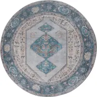 Veer Carpets Vloerkleed karaca blue 03 rond ø160 cm