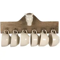 Clayre & Eef Mokkenrek set van 6 48x9x17 cm hout rechthoek koe mokkenboom