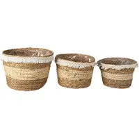 Clayre & Eef Opbergmand set van 3 Ø 32 Ø 28 Ø 24 cm stro rond