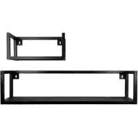 Home67 Wandplank vintage mangohout set van 2 klein