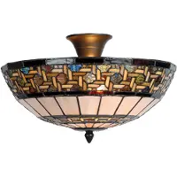 Clayre & Eef Tiffany plafondlamp WILMA, dimbaar, crème / amber, Woon-/ Eetkamer, Glas, Tiffany, plafondlamp