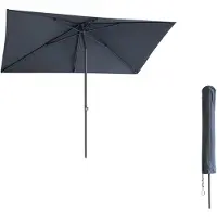 Kopu leon parasol rechthoek 150x250 cm balkonparasol met hoes grijs