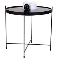 Nest of Nora Salontafel Nido - rond Ø48 x H48 cm - Glas en staal - Zwart