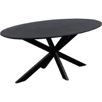 QUVIO Eettafel Sofia - Ovaal - 160x90 cm - Stalen kruispoot - FSC gecertificeerd mangohout - Zwart