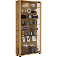Hioshop LumoMaxi vitrinekast 2 glazen deuren beuken decor.