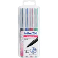 Artline 200 Stift - 1 x set van 4 Fineliners - 0,4mm Lijndikte - Verschillende Kleuren