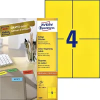 Avery Gekleurde Etiketten, geel, 105,0 x 148,0 mm, permanent klevend