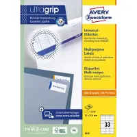 Avery Universele Etiketten, wit, 70,0 x 25,4 mm, permanent klevend