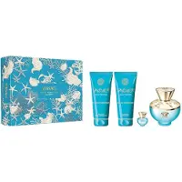 Versace Dames Dylan Turquoise geschenkset geuren (eau de toilette 100 ml + reisfles 5 ml + bodylotion 100 ml + bad- en douchegel 100 ml)