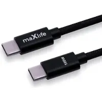 MaXlife Gevlochten kabel MXUC-12, Type-C - Type-C, Versterkte connectoren, 2 meter