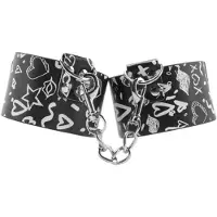 Shots - Ouch! Printed Hand Cuffs - Love Street Art Fasion - Black