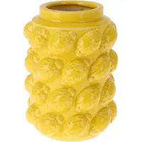 Home & Styling Bloemenvaas citroenen - geel - keramiek - D14 x H19 cm - fruitvaas citroen patroon