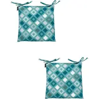Madison - Zitkussen - Universeel - 2 stuks - 46 x 46 cm - Grids Sea Blue - Tuin