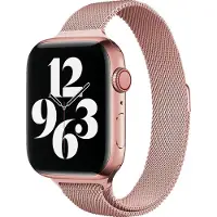 Mobigear Milanese Watch bandje geschikt voor Apple Watch Bandje Magneetsluiting | Slim Loop - 49/46/45/44 mm - Roségoud