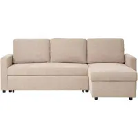 Ebuy24 Hoekslaapbank Belfast rechts | polyester beige 218x87x80 cm slaapbanken | NADUVI
