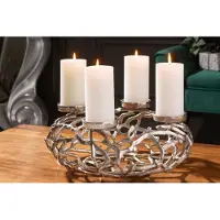 Invicta Elegante kandelaar ABSTRACT 38cm zilveren takkenkrans voor 4 kaarsen - 41277