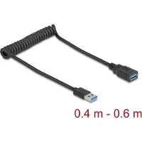 DeLOCK USB 5 Gbps Coiled Cable Type-A male to Type-A female 0.4 to 0.6 m black