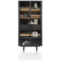 Xooon Modali vitrinekast + LED, 2 deuren 96x200 cm eiken fineer/glas/metaal