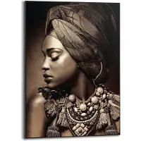 Overig Schilderij Afrikaanse Vrouw Kleurrijk Slim Frame Mdf 50x70cm