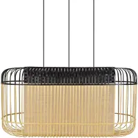 Forestier Hanglamp Bamboo oval, dimbaar, hout licht, Woon-/ Eetkamer, Bamboe, Design, Hanglamp