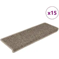 vidaXL Trapmatten zelfklevend 15 st sisal-look 65x21x4 cm donkerbeige