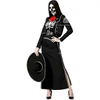 Atosa Mexican Skeleton Woman Costume Zwart 2XL Kinderen