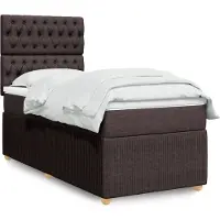 vidaXL Boxspring met matras stof donkerbruin 100x200 cm