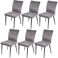 MCW Set van 6 eetkamerstoelen -K16, stoel keukenstoel, fluweel metaal ~ donkergrijs