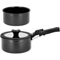 HOLM Pannenset met afneembare handgreep 1,1 + 2,4 liter Zwart