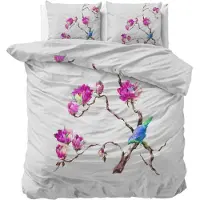 Sleeptime dekbedovertrek Magnolias - wit - microvezel