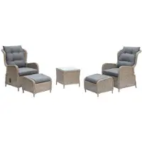 Denza Furniture Glasgow lounge balkonset - verstelbaar 2 personen | wicker + aluminium | Ash Grey | 5-delig