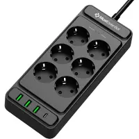 MostEssential Premium 10-Voudige Stekkerdoos - 230 V - USB-C - Zwart
