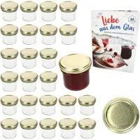 MamboCat Set van 25 bekers 125 ml jampot inmaakpot Inmaakpot Naar 66 gouden deksel incl. diamanten suiker gelei receptenboekje