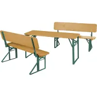 Roba Outdoor Party set met rugleuning 2 banken + 1 tafel teak geglazuurd