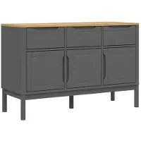 vidaXL Dressoir FLORO 114x43x74 cm massief grenenhout grijs